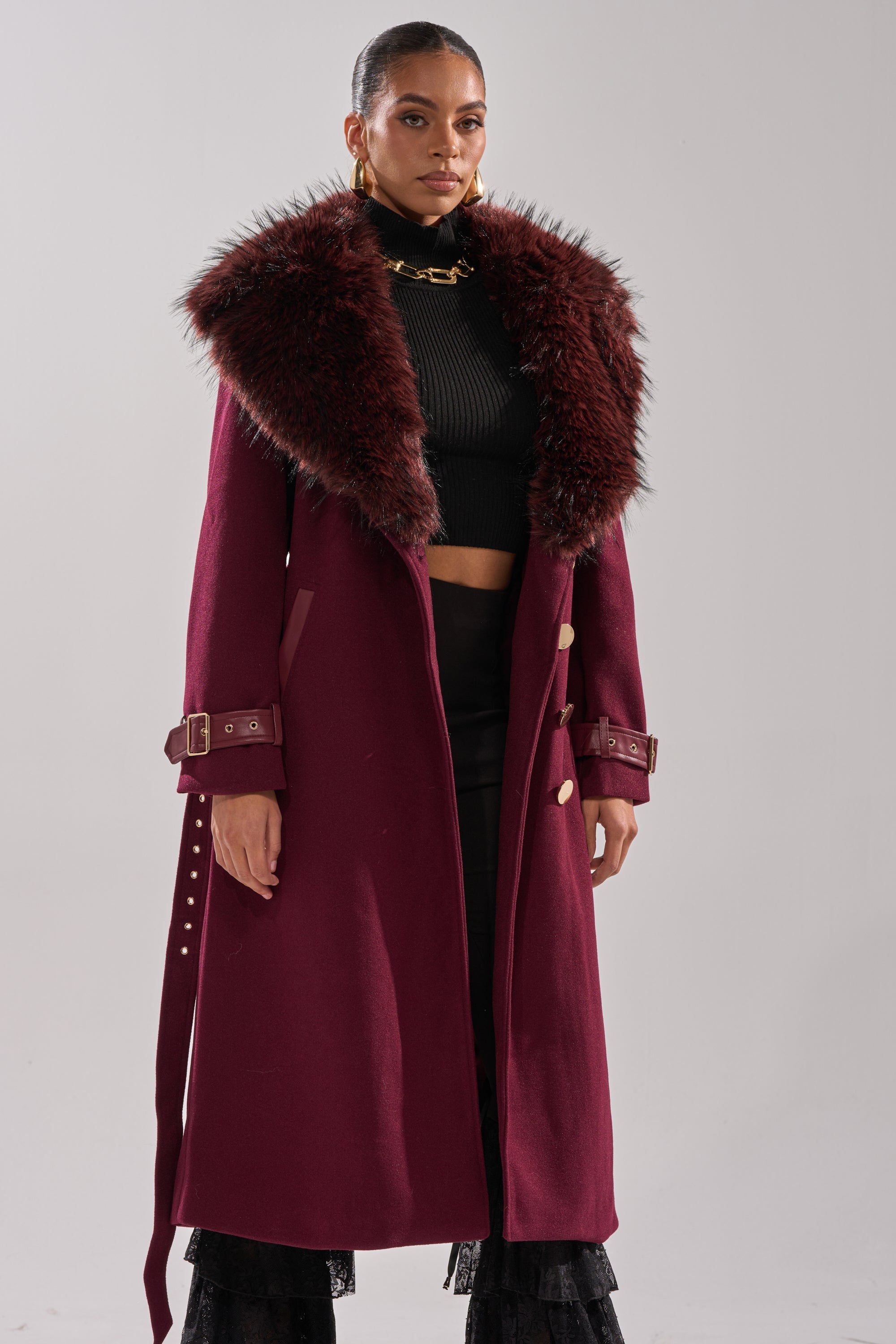 CATALINA FUR COLLAR TRENCH