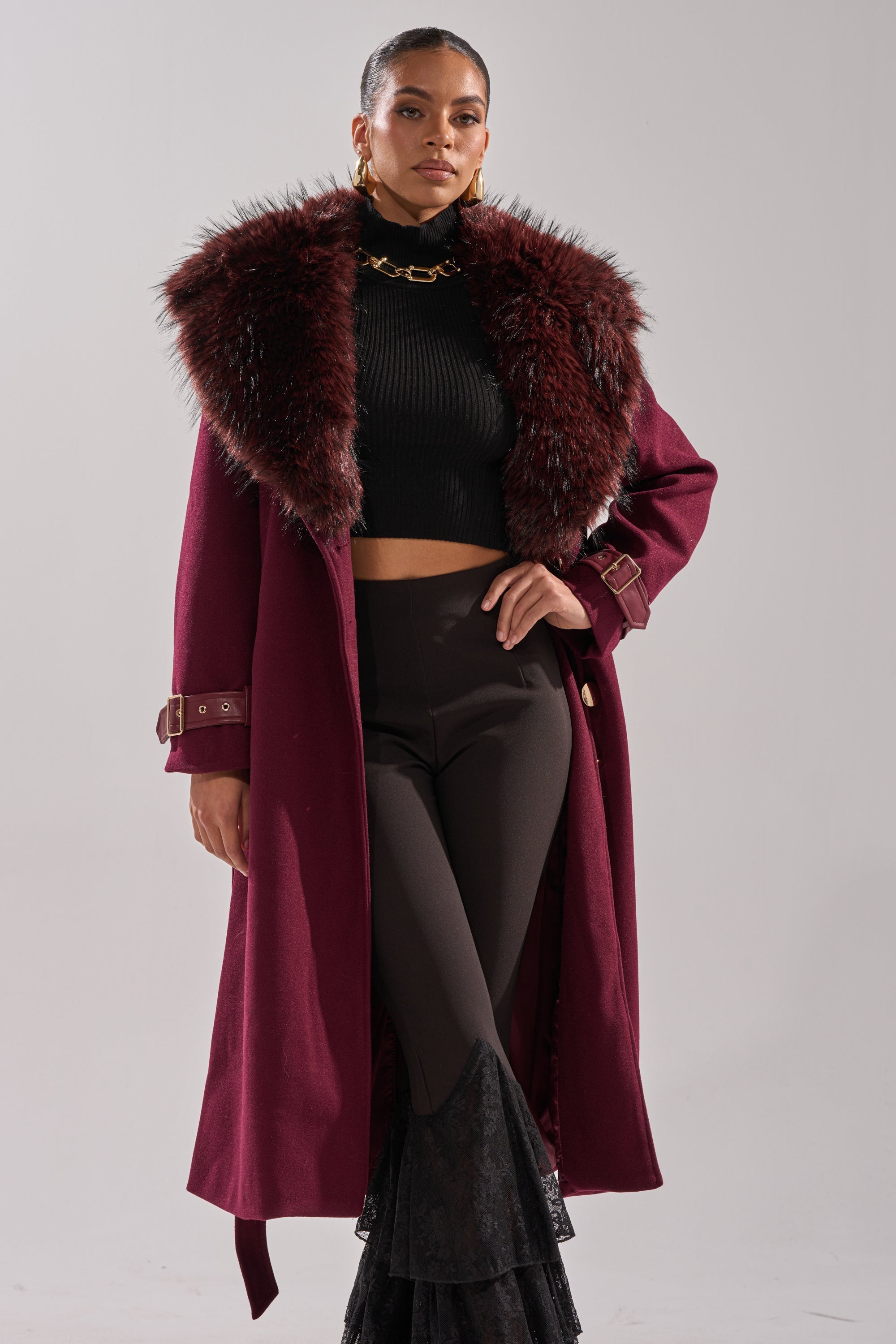 CATALINA FUR COLLAR TRENCH