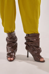 AZALEA WANG APEX BROWN SLOUCHY OPEN TOE BOOTIE