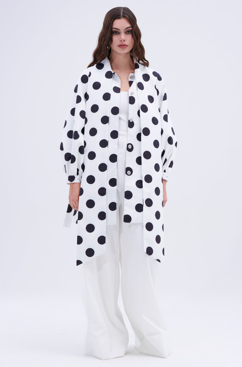 AMALIA TIE NECK TRENCH IN POLKA DOT