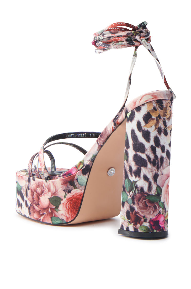 AZALEA WANG BANIRA MULTI CHEETAH FLORAL CHUNKY SANDAL