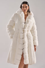 BERLIN HOODED FAUX FUR IN WHITE