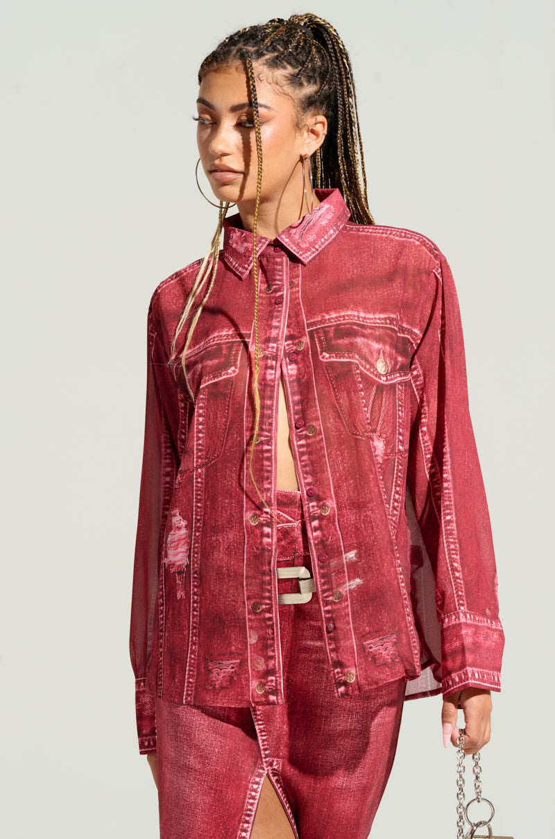 CHERRY LOVER BUTTON DOWN TOP