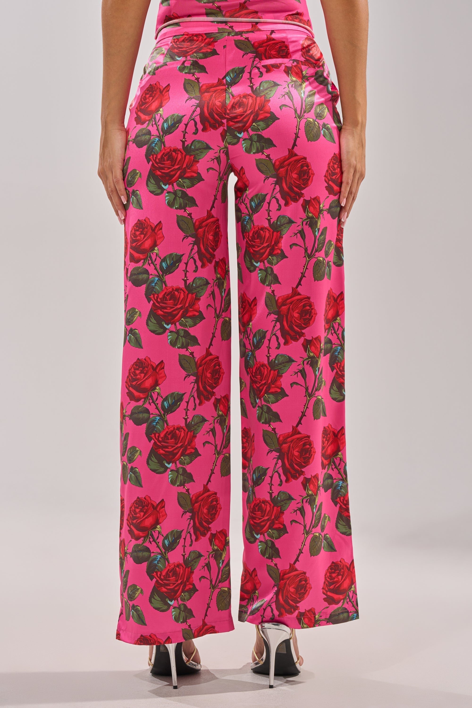 DOZEN ROSES SATIN PANT IN FUCHSIA