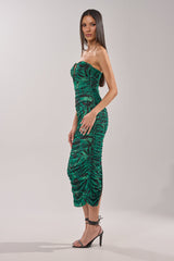 DAY OUT STRAPLESS PRINT MIDI DRESS
