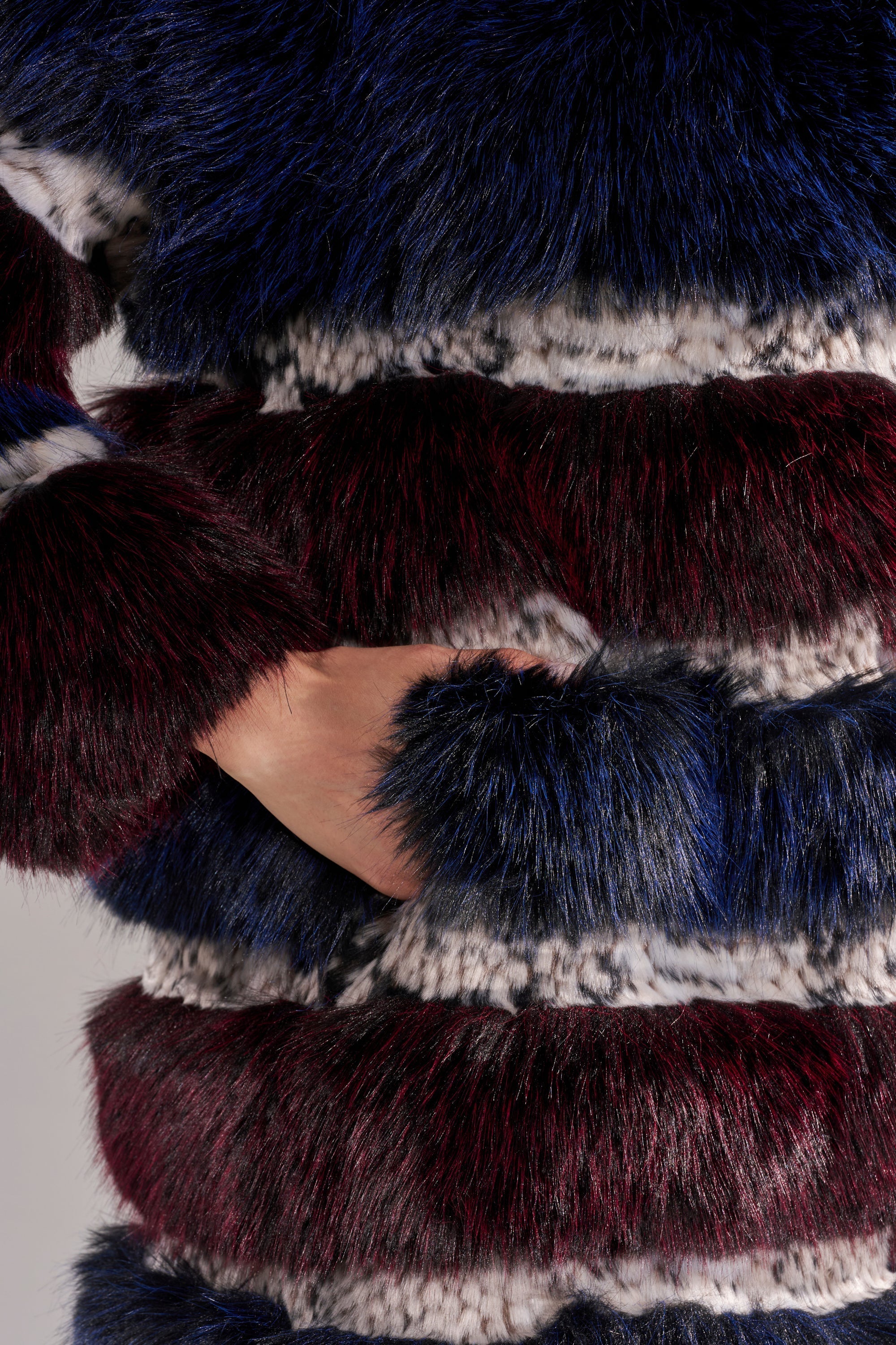EGO PANELED FAUX FUR COAT