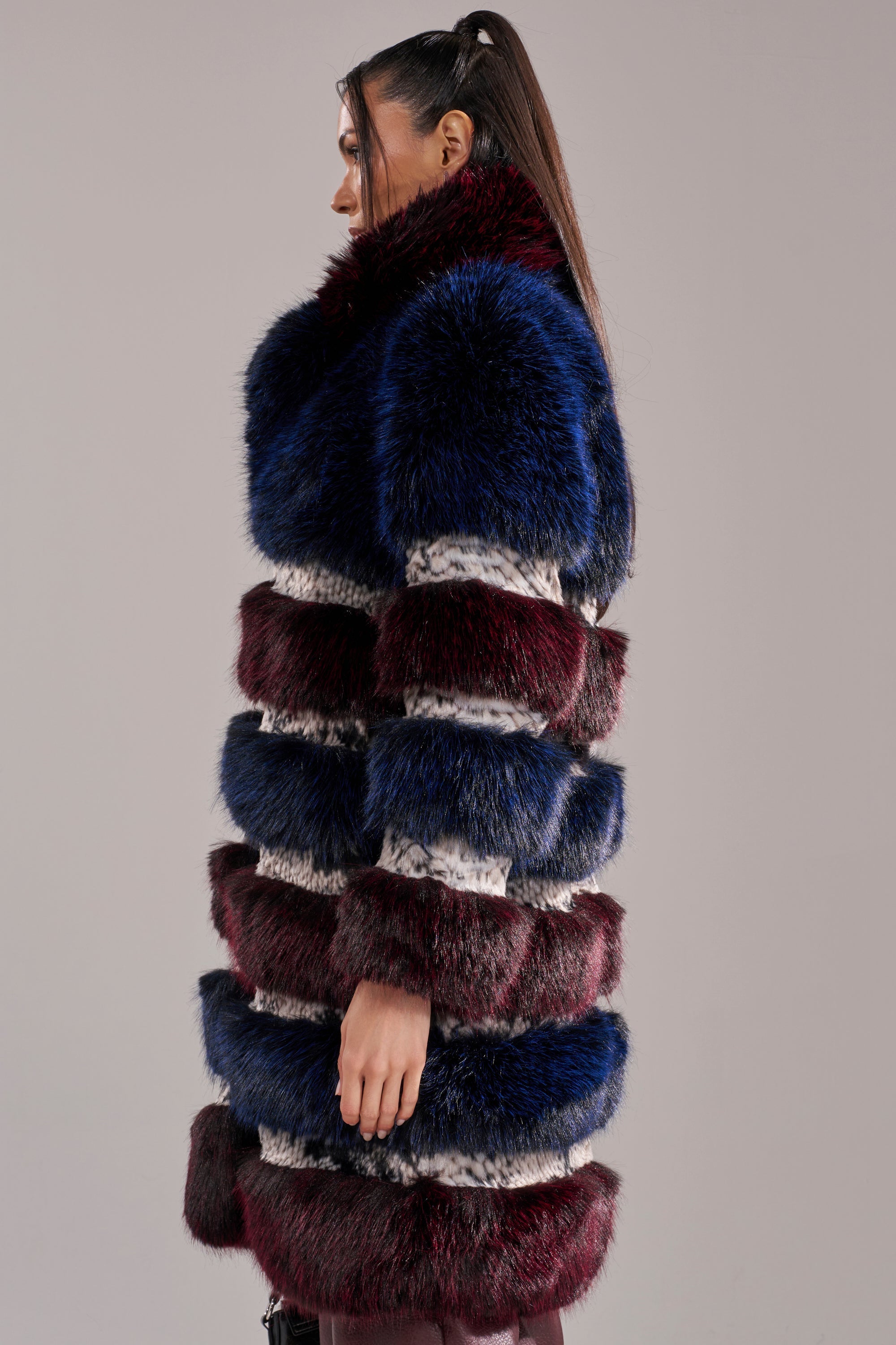 EGO PANELED FAUX FUR COAT