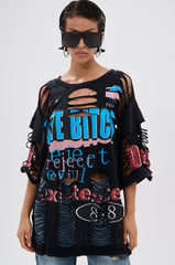 BYE GIRL OVERSIZED DISTRESSED TEE