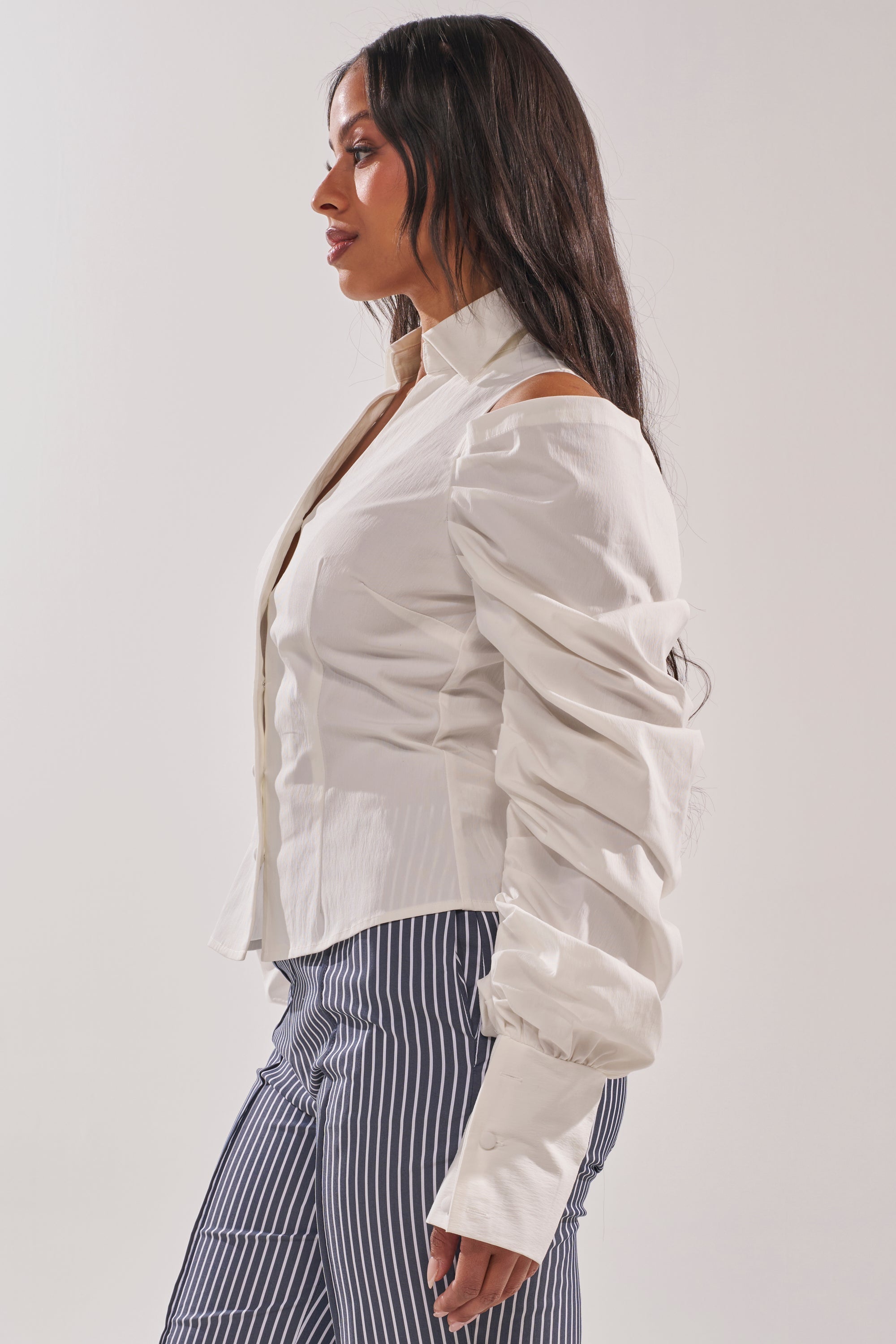 CRAZY IN LOVE WHITE BUTTON DOWN BLOUSE