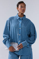 BLING BLING DENIM BUTTON DOWN TOP