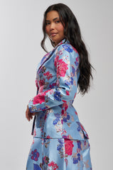 BUY MYSELF FLOWERS BROCADE BLAZER IN BLUE
