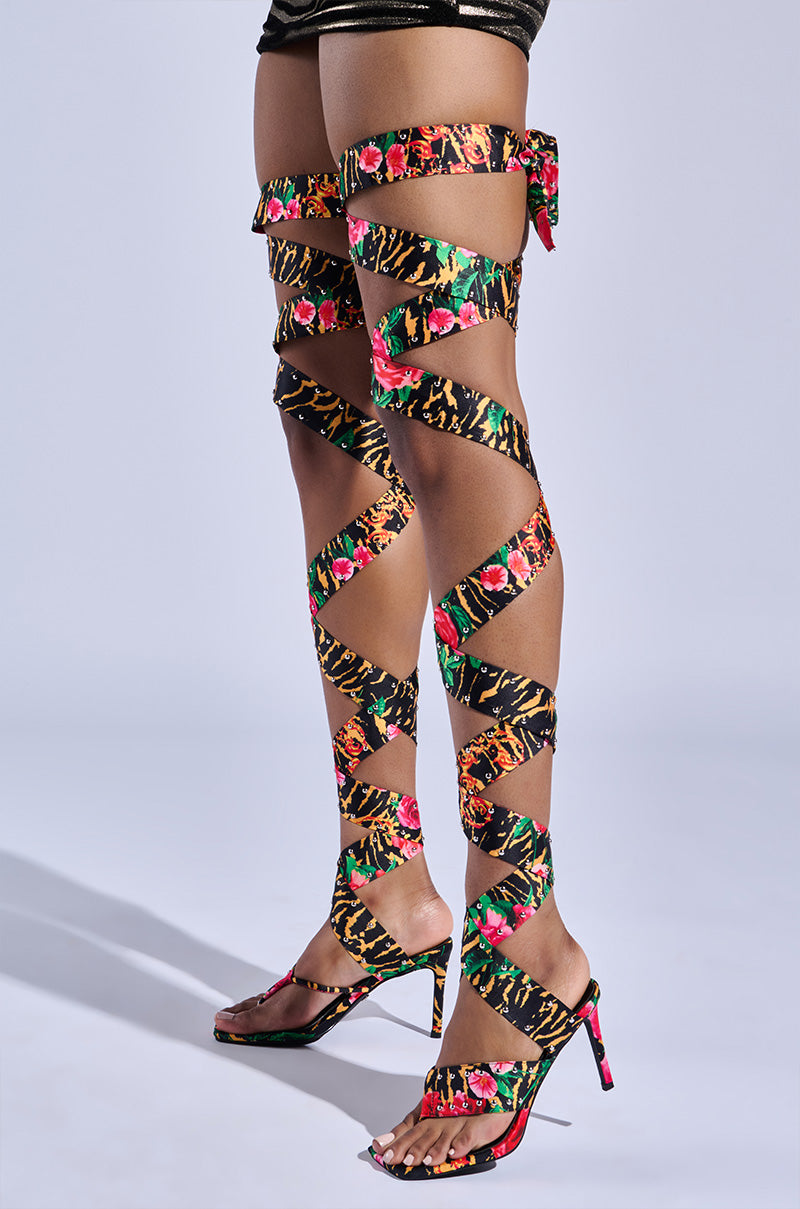 AZALEA WANG HOWLITE TIGER STUDDED STRAPPED SANDAL