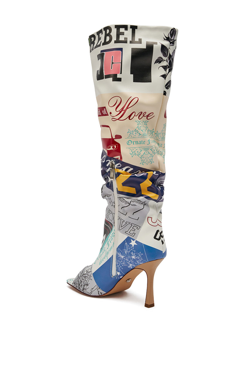 AZALEA WANG JALISA MULTI NOVELTY PRINTED OPEN TOE BOOT