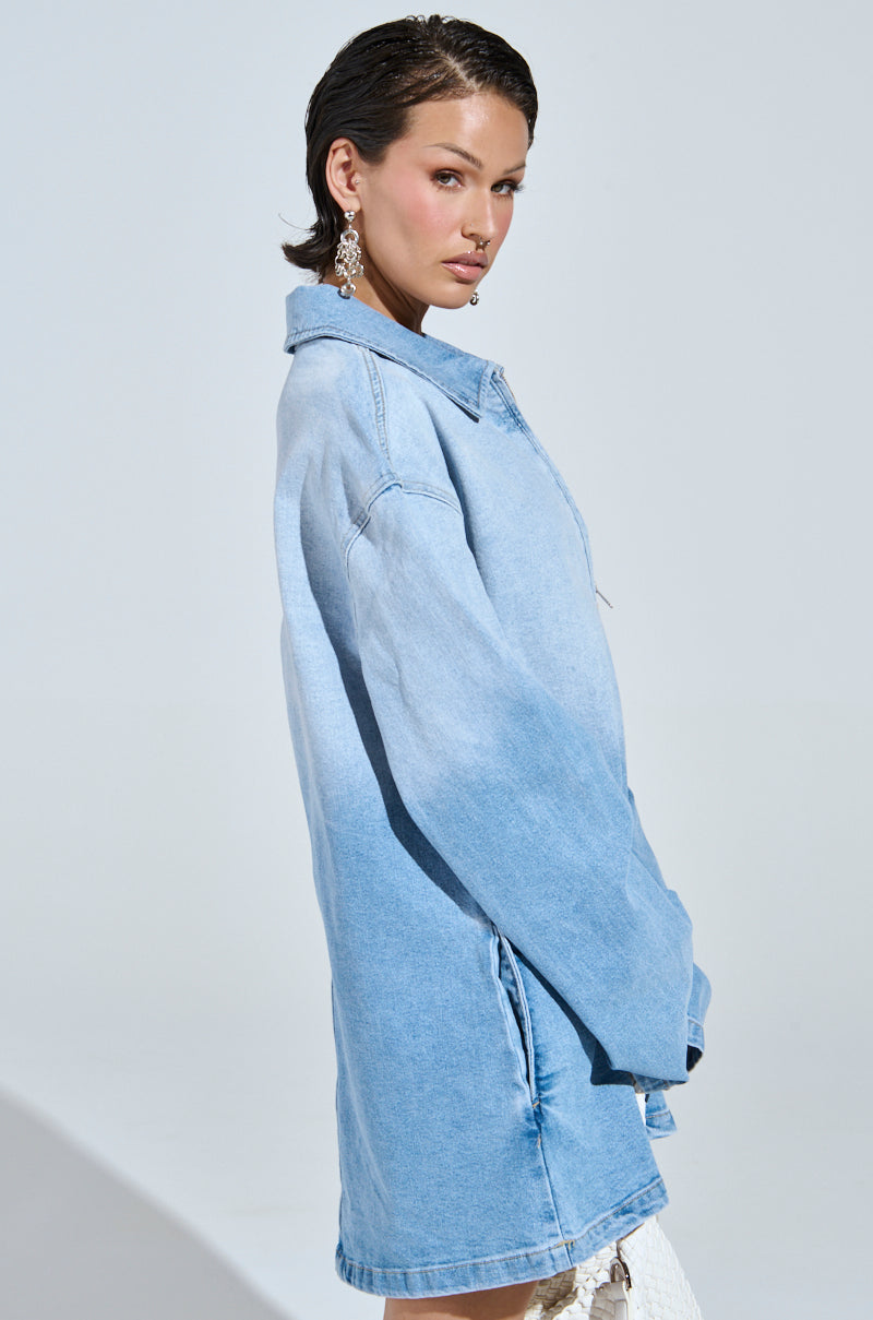 COOL GIRL OVERSIZED OMBRE DENIM SHIRT DRESS