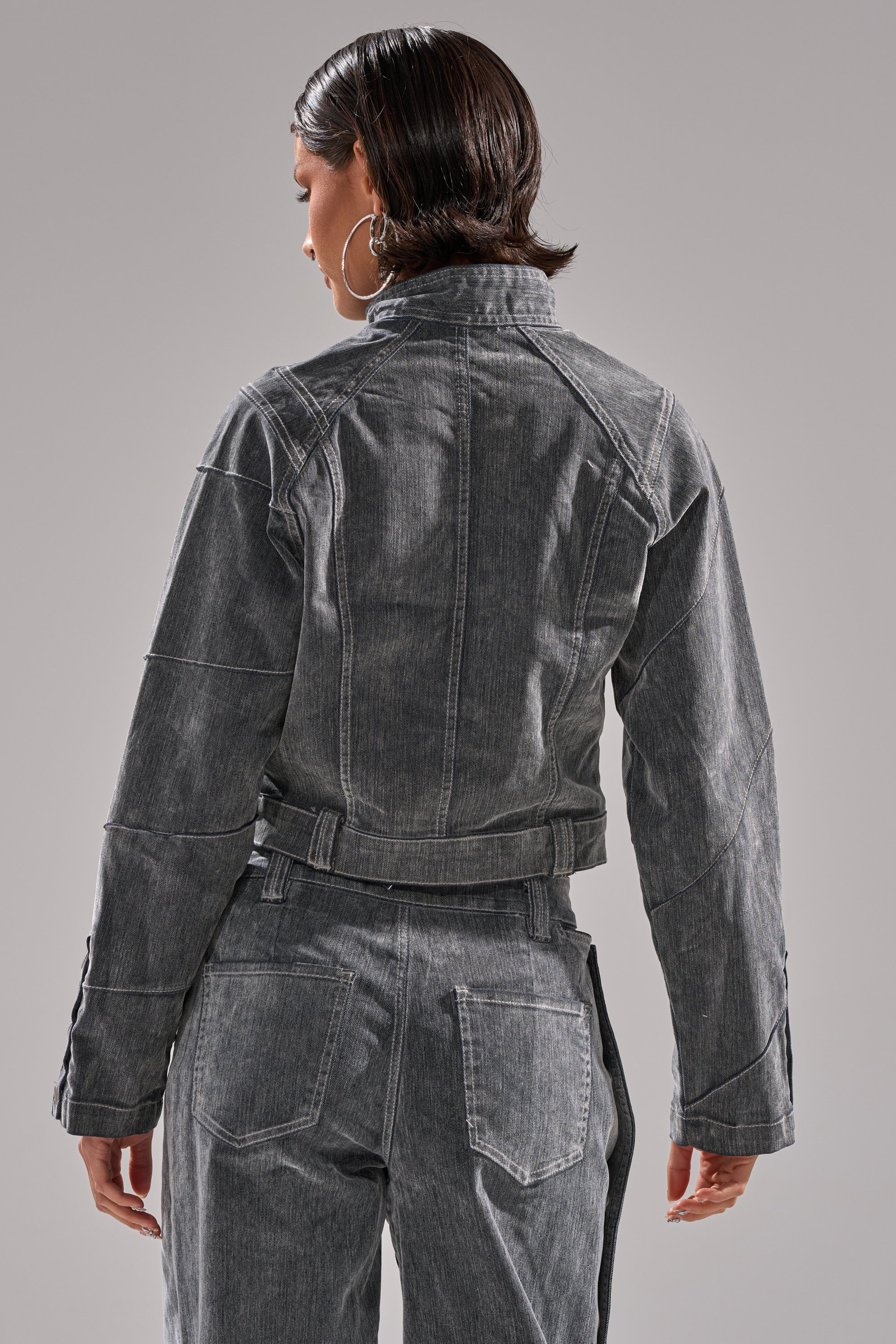 CATCHING EYES VELVET DENIM BLOUSE