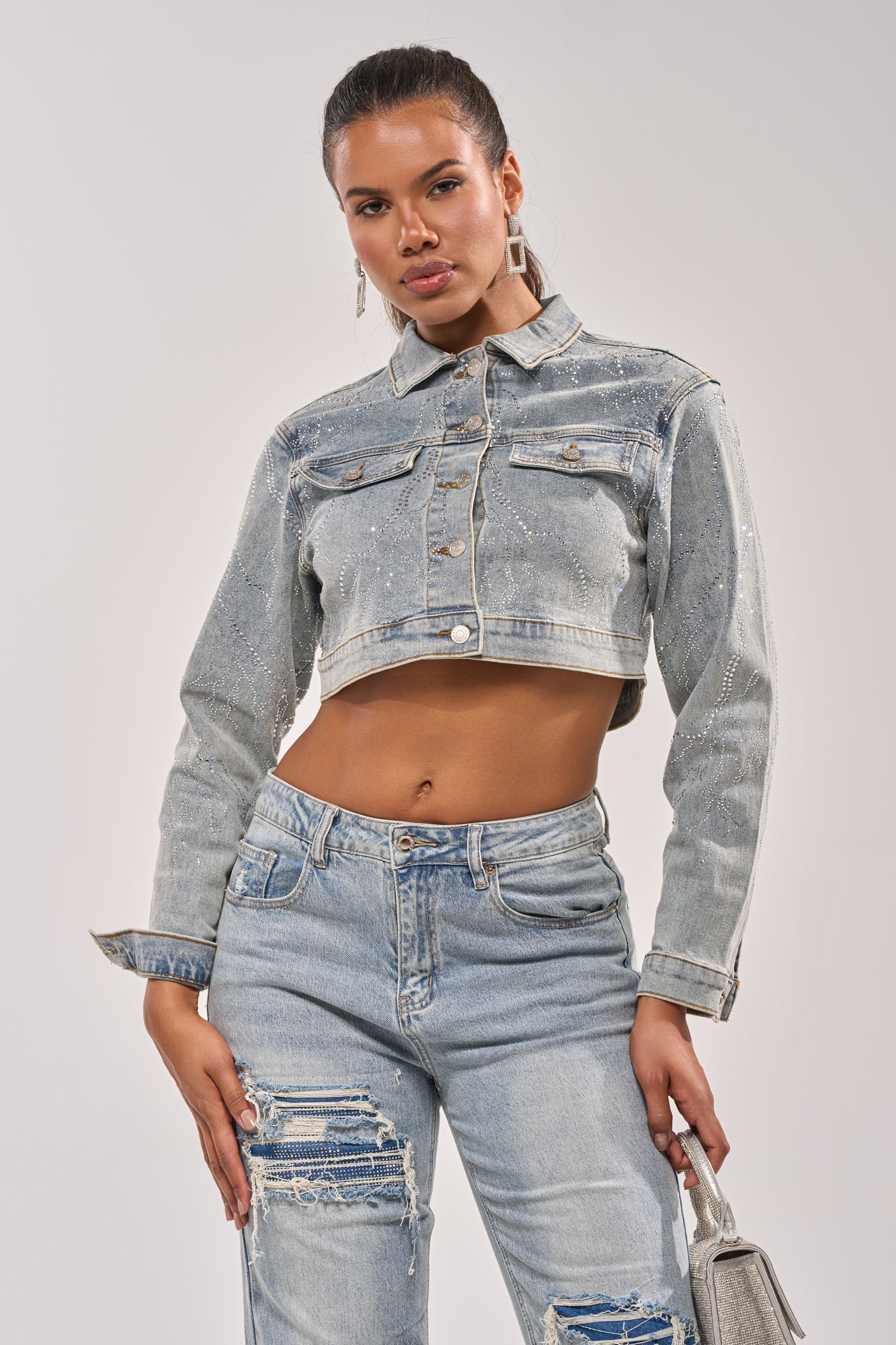 DAZED RHINESTONE DENIM JACKET