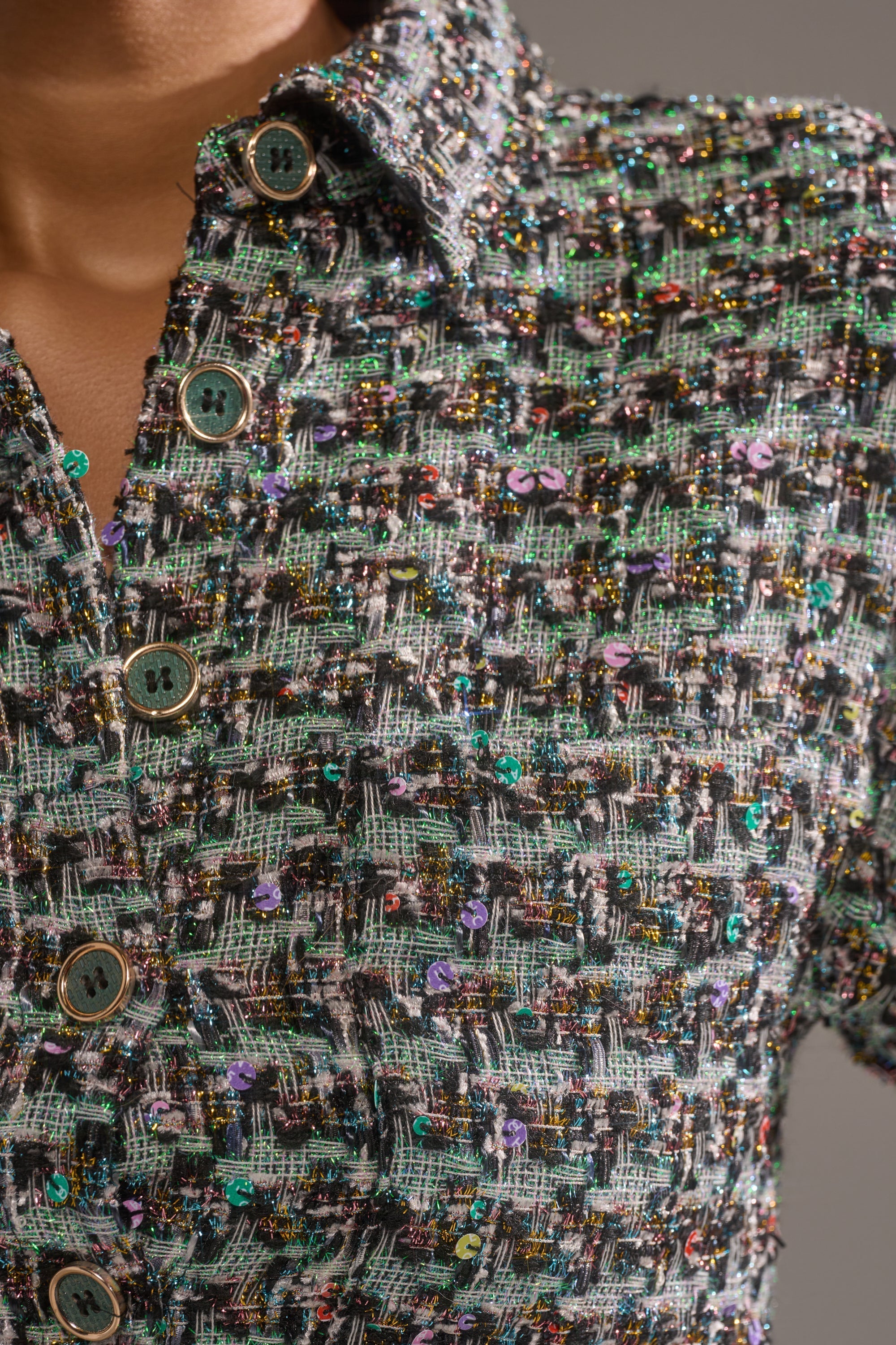 BRIGETTE TWEED BUTTON DOWN
