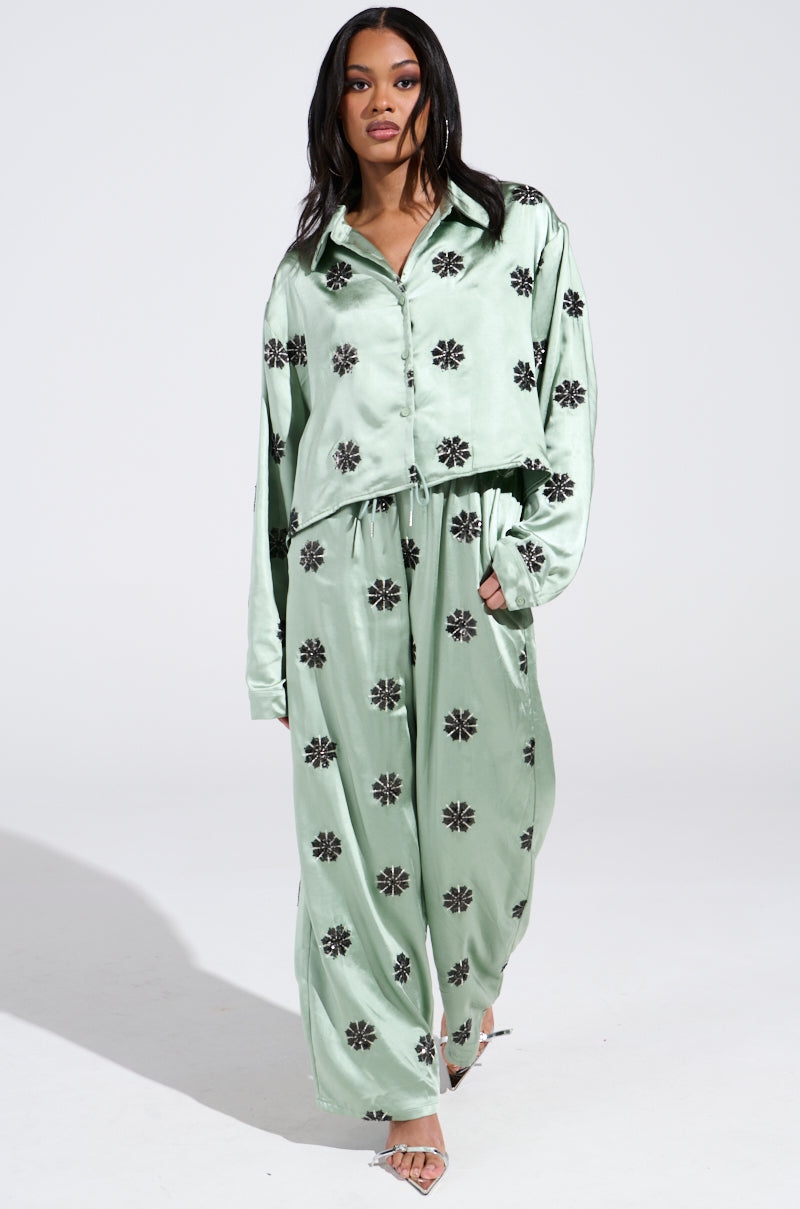 DREAMS COMING TRUE SATIN PALAZZO PANT