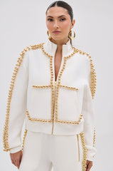 BALLS TO THE WALL ZIP UP SWEATSHIRT IN WHITE