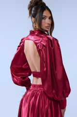 CANDICE OPEN BACK SATIN BUTTON DOWN SHIRT