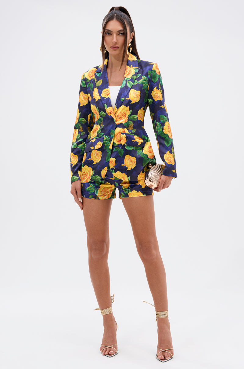 DOZEN ROSES SATIN BLAZER IN NAVY