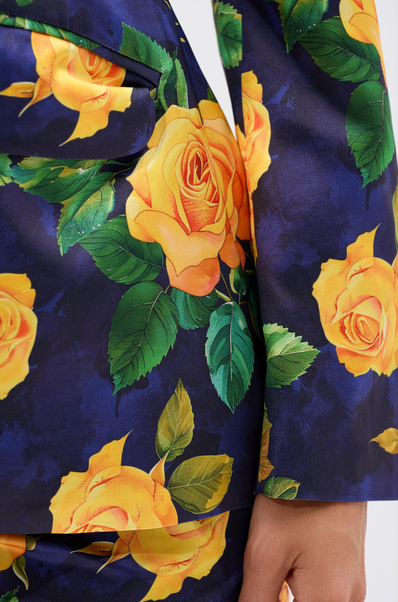 DOZEN ROSES SATIN BLAZER IN NAVY