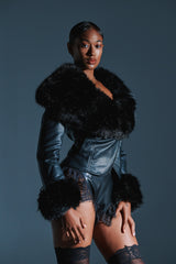 CELESTE FUR TRIM BLAZER