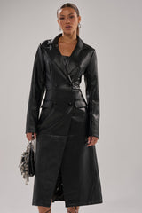 EASY DOES IT FAUX LEATHER TRENCH