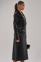 EASY DOES IT FAUX LEATHER TRENCH