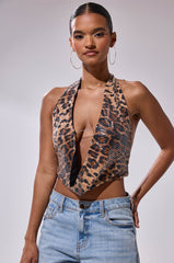 CHEETAH GIRLY COWL NECK TOP