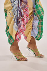 AZALEA WANG LEMUEL GREEN AND SILVER WEDGE SANDAL