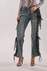 ELIJAH FLARE LACE DENIM
