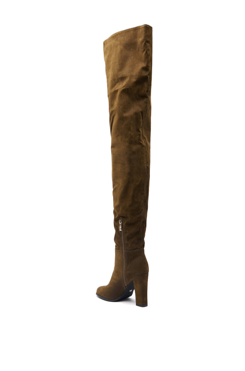 AZALEA WANG NANETTE BROWN FAUX SUEDE ROUND TOE SLOUCHY BOOT