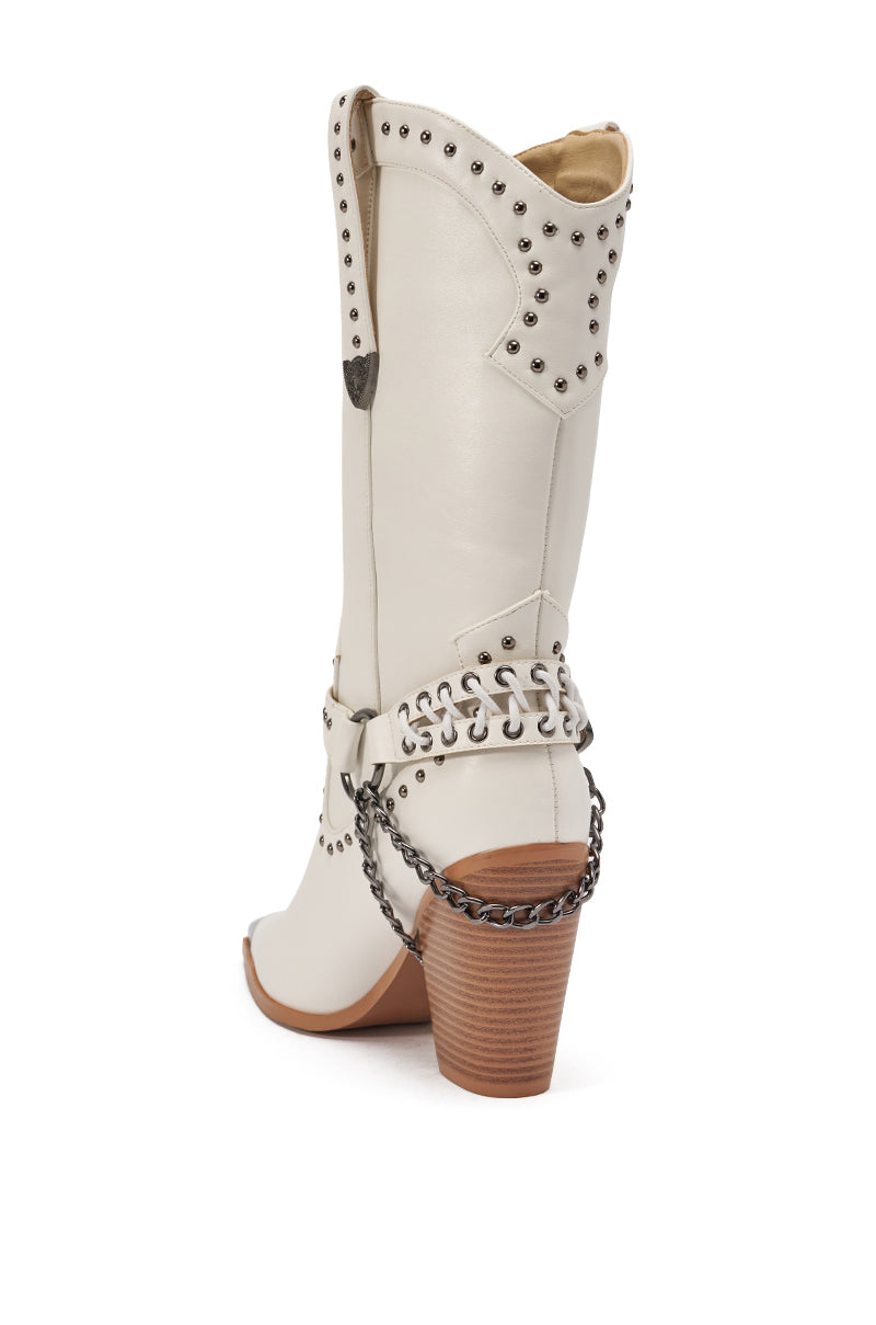 AZALEA WANG OSBORN WHITE WESTERN BOOTIE