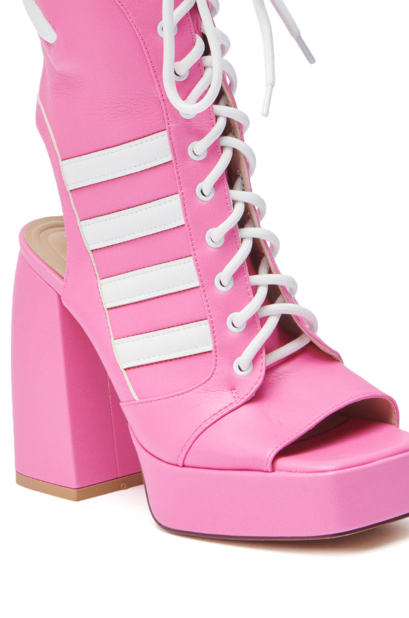 AZALEA WANG PAMINA PINK OPEN TOE SPORTY BOOTIE