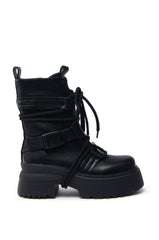AZALEA WANG ROISIN BLACK COMBAT BOOTIE
