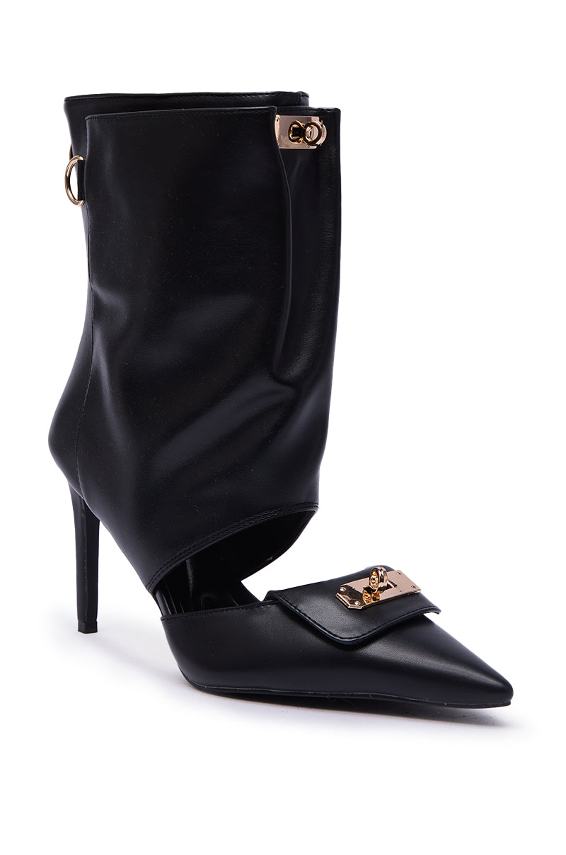 AZALEA WANG SARVESH BLACK CUTOUT STILETTO BOOTIE