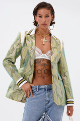 DON'T TRY ME EMBELLISHED BROCADE BLAZER