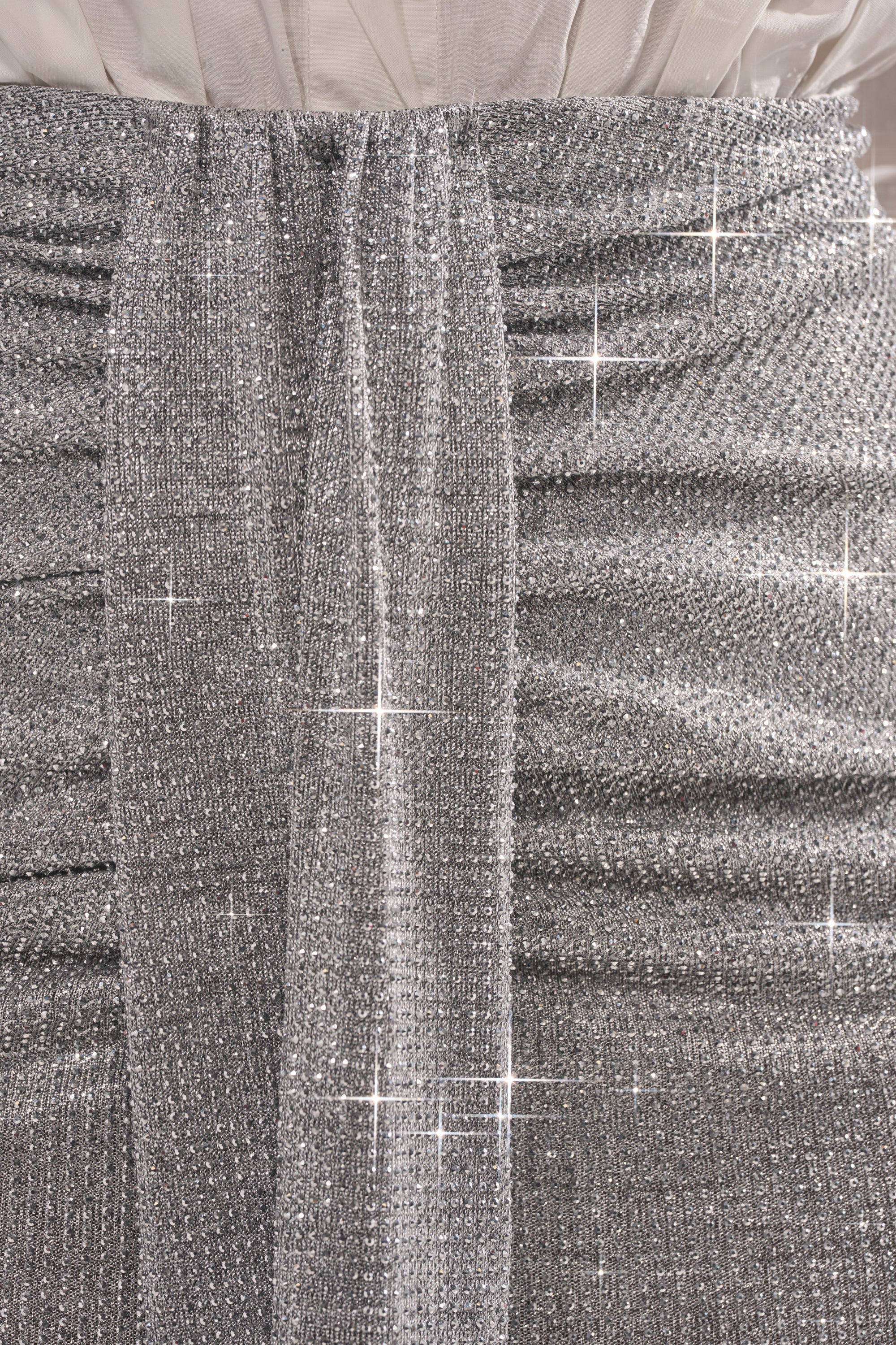 BRIGHT LIGHTS RHINESTONE MAXI SKIRT IN SILVER
