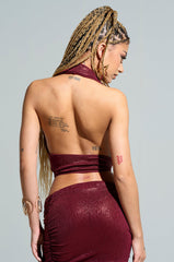 ALL OF THE GLAMOUR SLINKY HALTER NECK TOP
