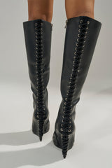 AZALEA WANG THAUMUS BLACK LACE UP WEDGE BOOT