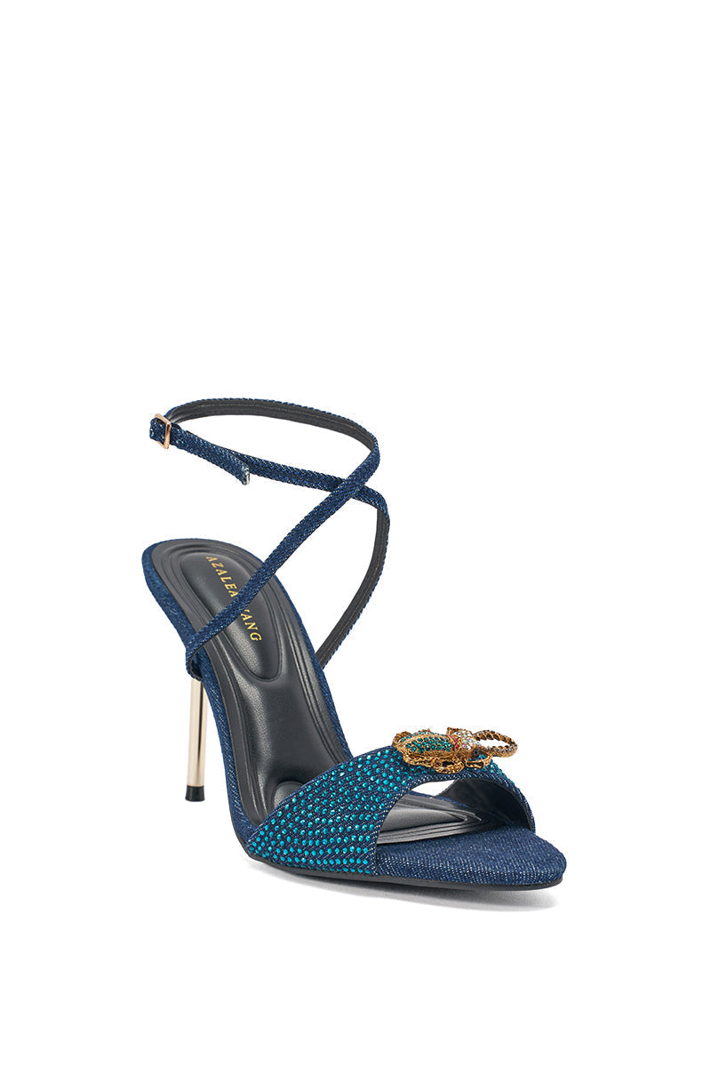 AZALEA WANG TREETOK DENIM RHINESTONE STILETTO SANDAL