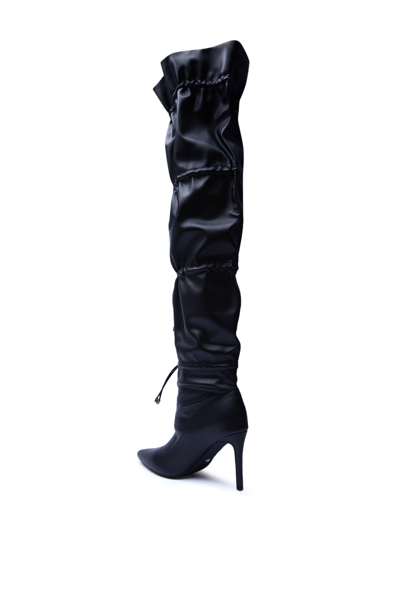 AZALEA WANG ULVI BLACK CINCHED STILETTO BOOT