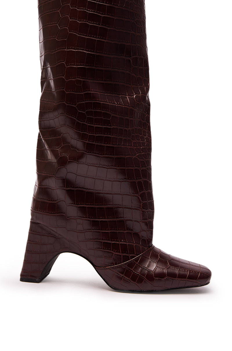 AZALEA WANG WELLS NEW BURGUNDY CROC BOOT