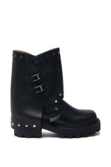 AZALEA WANG XAVIER BLACK WITH METAL FLAT BOOTIE