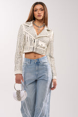 DEMI EMBELLISHED MOTO IN WHITE
