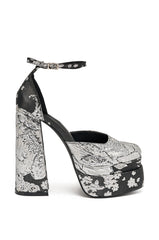 AZALEA WANG ZIPPORAH BLACK BROCADE PUMP