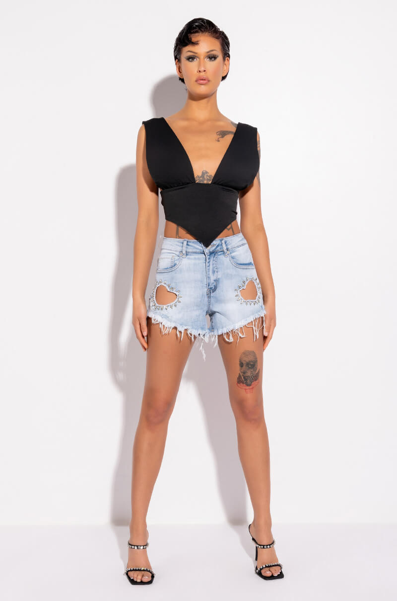 ALL ABOUT HEARTS DENIM SHORTS