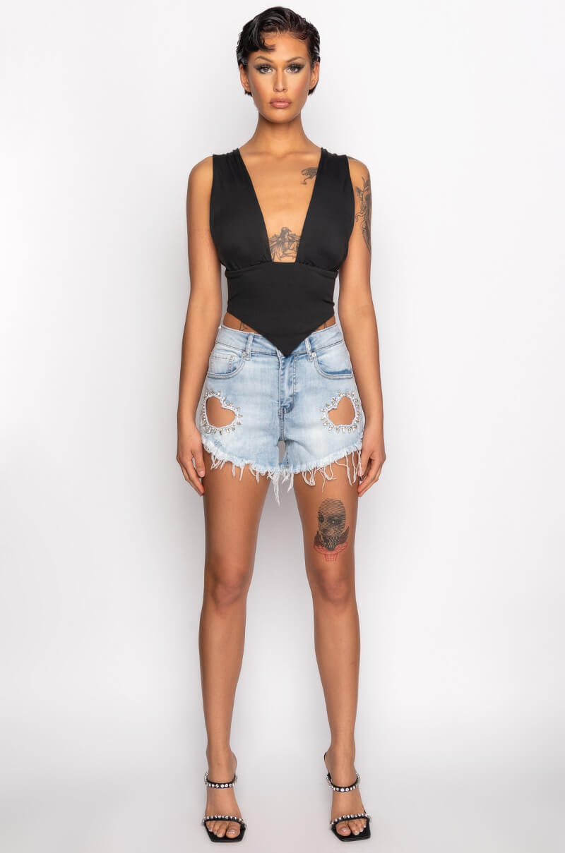 ALL ABOUT HEARTS DENIM SHORTS