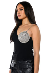 ALL THE GLAM RHINESTONE DETAIL TOP